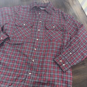 David Taylor Flannel Plaid Pocket Long Sleeve Button Up Gorpcore Men Shirt Small